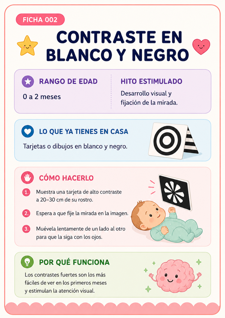 Página del material con actividades de 0 a 2 meses